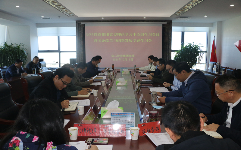 宿马投资集团党委召开2021年度理论学习中心组学习会议暨国企改革与创新发展专题学习会(图1)